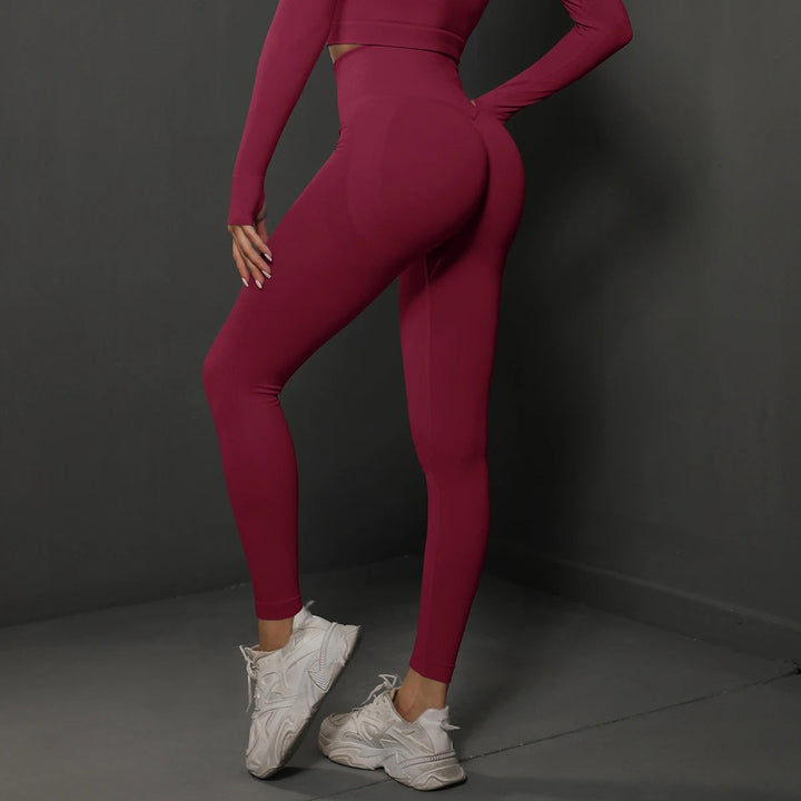 Trendy dames sportlegging: Naadloos design, hoge taille en push-up voor optimale workout performance.