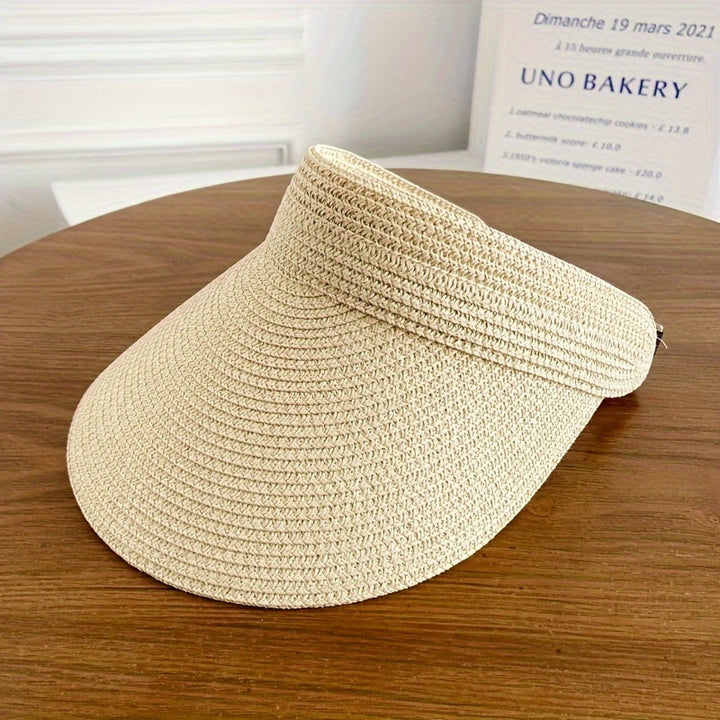 Dames zonneklep voor de zomer, opvouwbaar met brede rand, comfortabel en beschermt tegen UV-stralen.