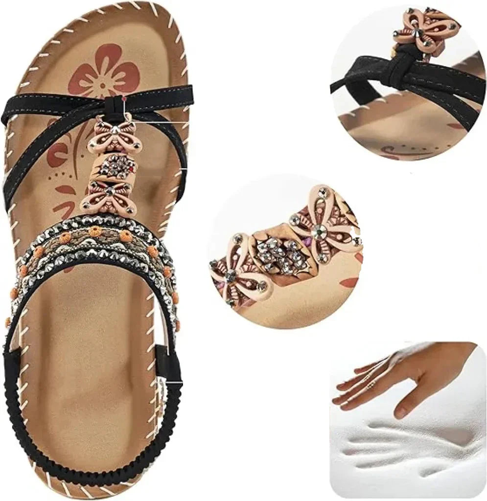 Stijlvolle orthopedische dames sandalen, slipvrij en comfortabel, met ingebouwde steunzool voor ondersteuning.