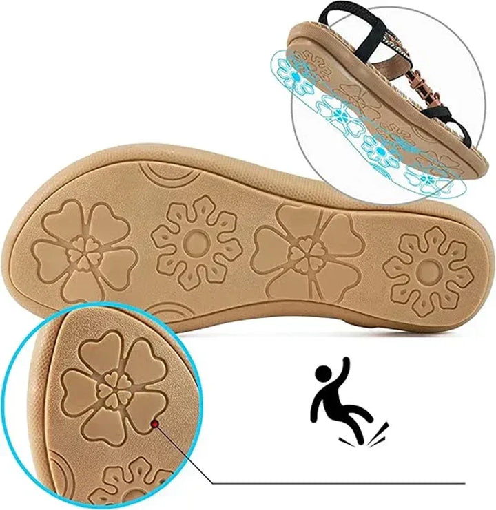 Elegante dames comfort sandalen met plateauzool, ontworpen voor voetgezondheid en zomerse stijl.