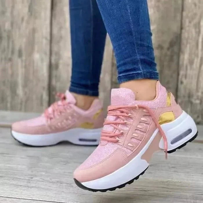 Dames sneakers met houdingssteun, perfect voor lange wandelingen en dagelijkse comfort.