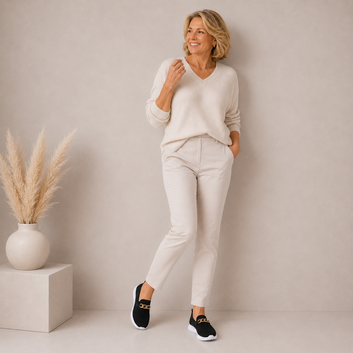 Witte ademende dames instappers, orthopedische schoenen voor comfortabele wandelingen en dagelijks gebruik.