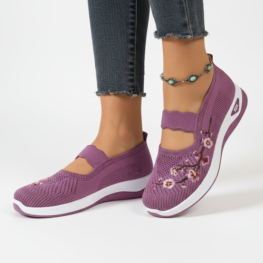 Dames orthopedische instapschoenen, ademend mesh voor brede voeten en hoge wreef. Ultiem comfort, slip-on stijl.