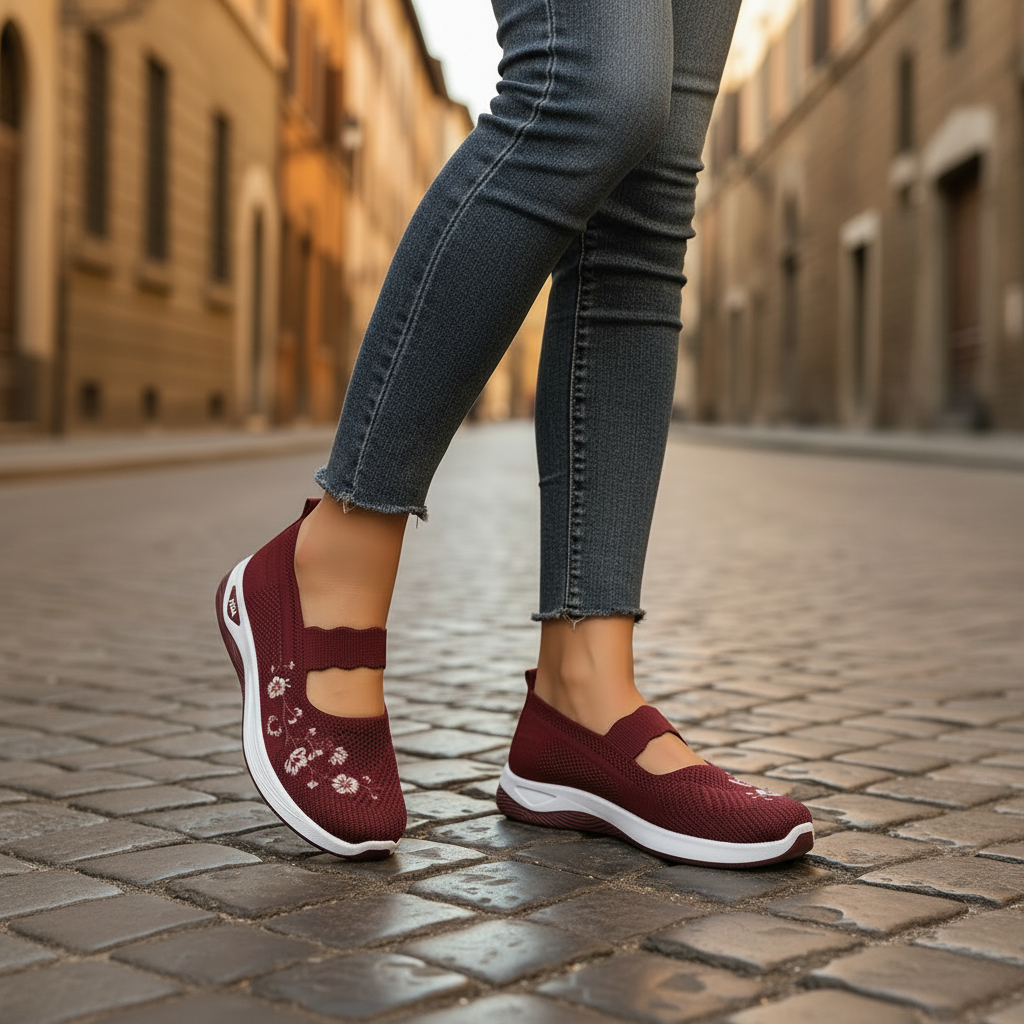Ergonomische dames orthopedische instappers, ademend en schokabsorberend voor ultiem wandelcomfort.