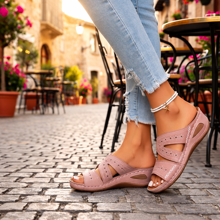 Dames comfort schoenen met geavanceerde voetsteun, orthopedisch en verstelbaar.