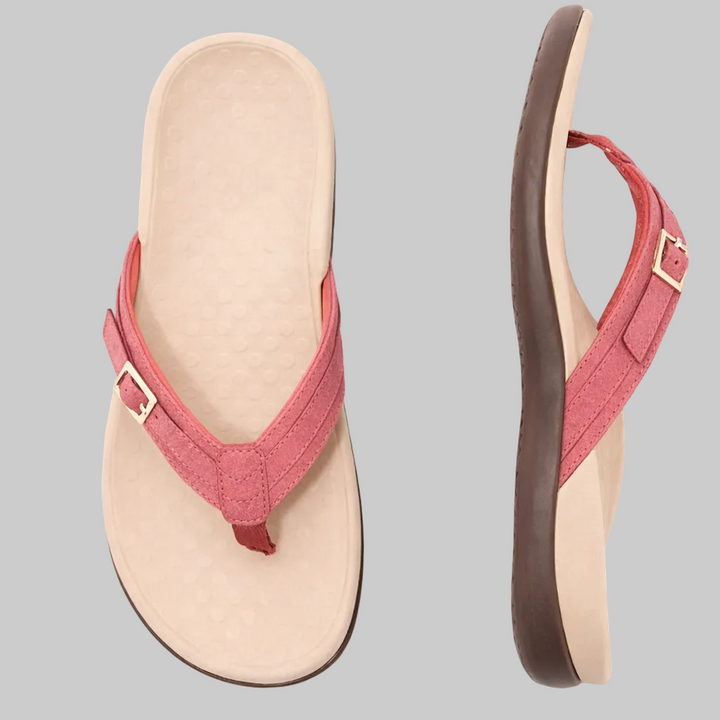 Comfortabele orthopedische dames slipper met dempende zool, ideaal voor lange wandelingen.
