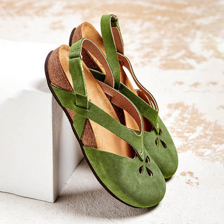 "Dames orthopedische wandelschoenen met ademend lederen bovenwerk en klittenband, ergonomische steun en lichte zool"