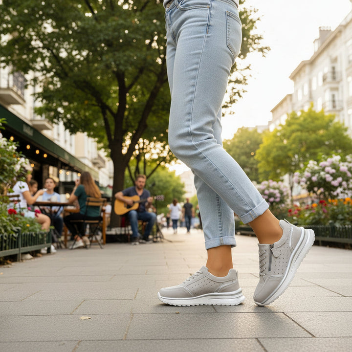 Ergonomische dames wandelschoenen, verminderen drukpunten en verbeteren de houding tijdens het lopen.