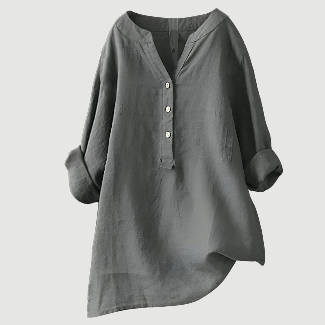 Casual dames oversized blouse, veelzijdig te combineren, met lange mouwen en V-hals.