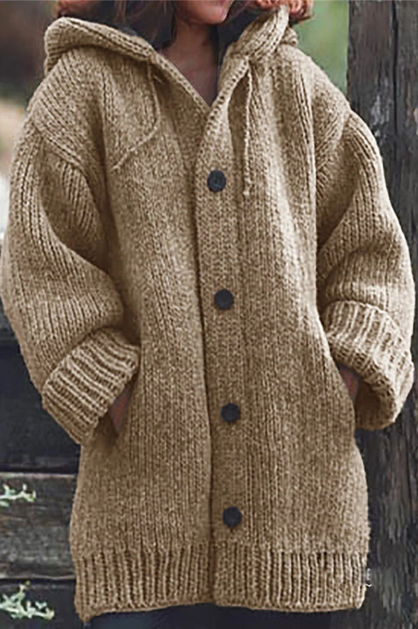 Dames oversized cardigan vest met capuchon, casual en comfortabel voor herfst en winter.