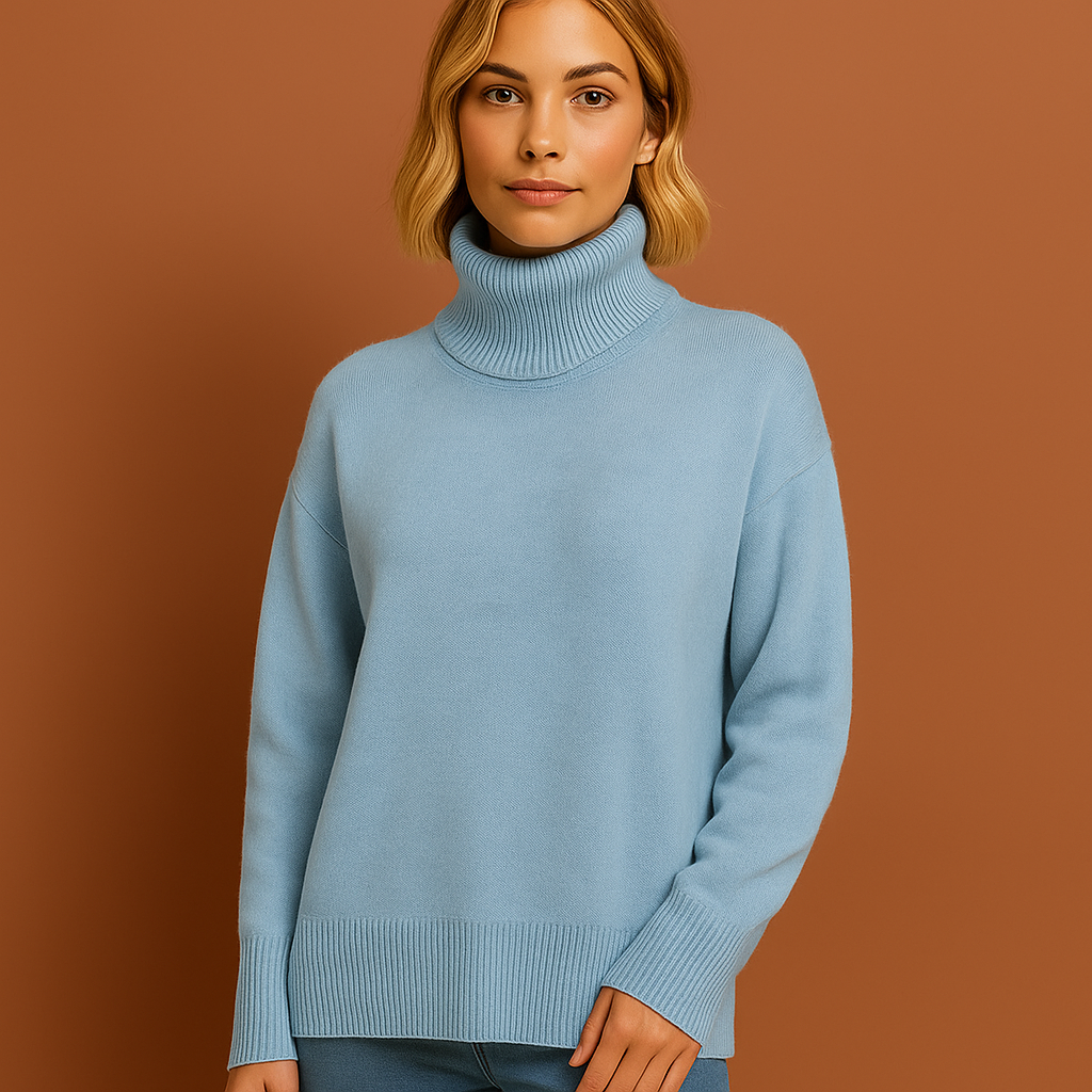 Dames oversized coltrui met hoge kraag in zacht breisel. Perfect voor comfortabele, stijlvolle herfst- en winterdagen.