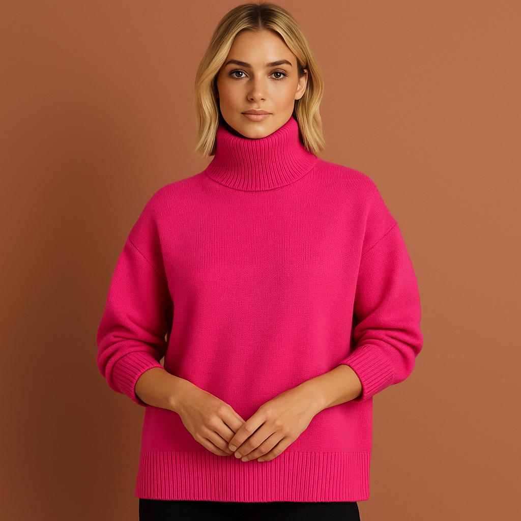 Zachte dames oversized coltrui met hoge col, ideaal voor comfort en warmte tijdens de herfst en winter.