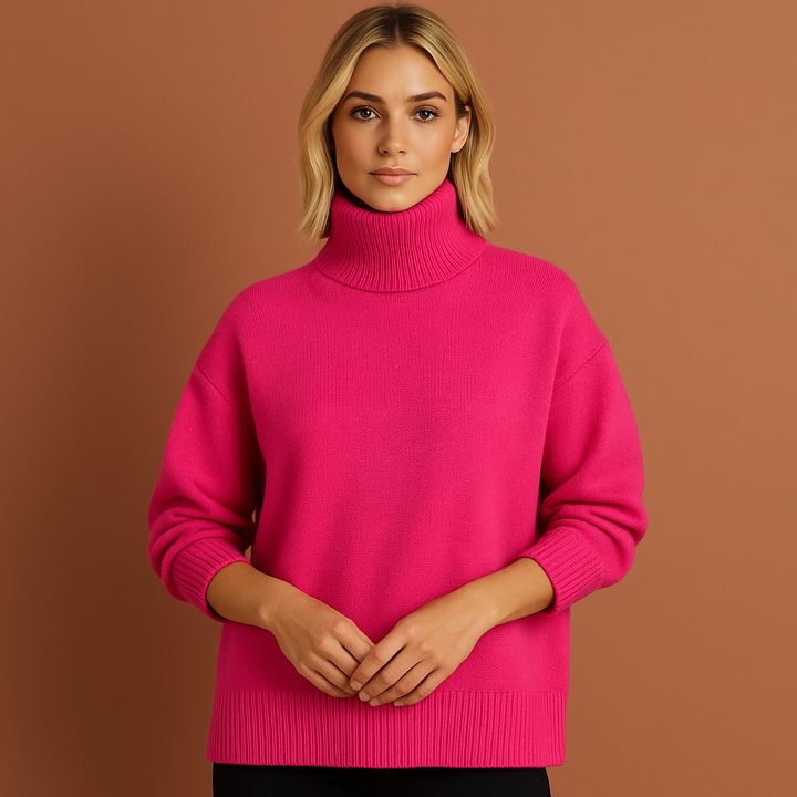 Zachte dames oversized coltrui met hoge col, ideaal voor comfort en warmte tijdens de herfst en winter.