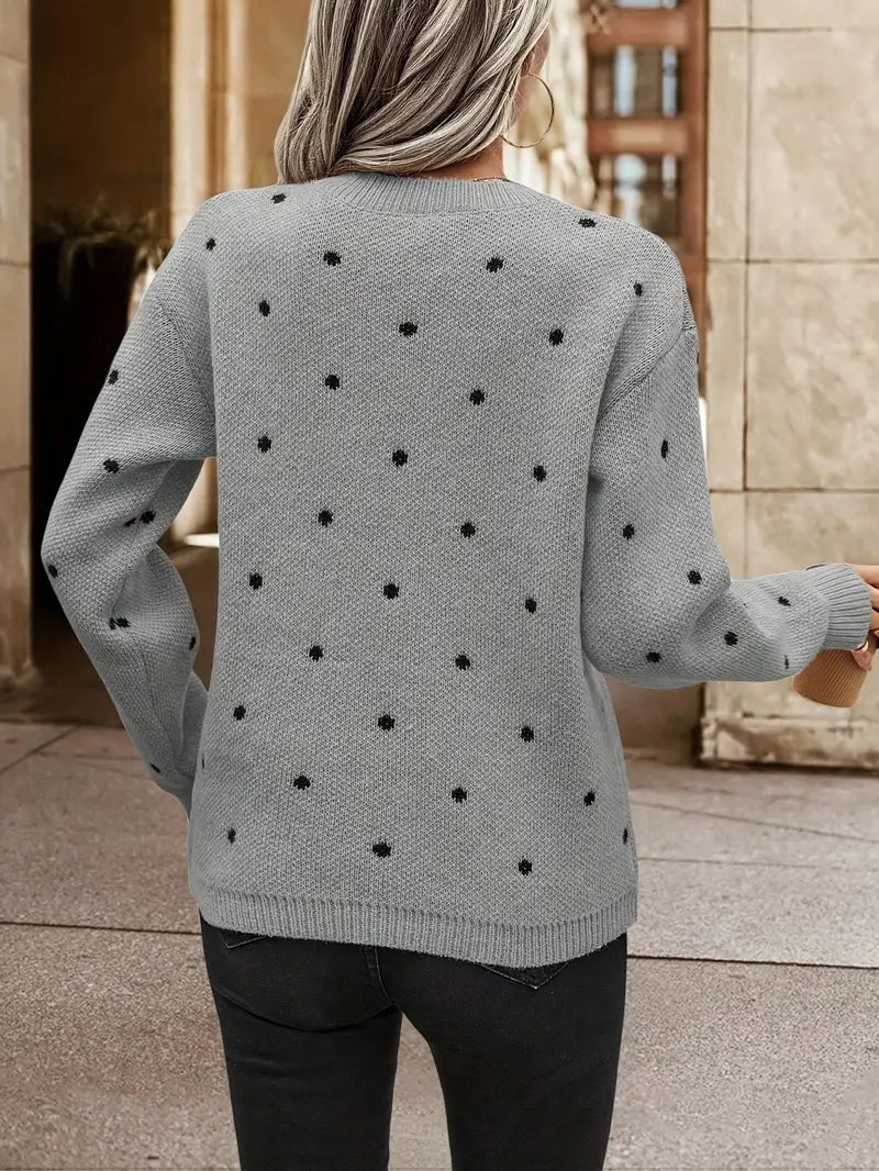 Stijlvolle dames trui met stippenprint, elegant en comfortabel, perfect voor wintermode.