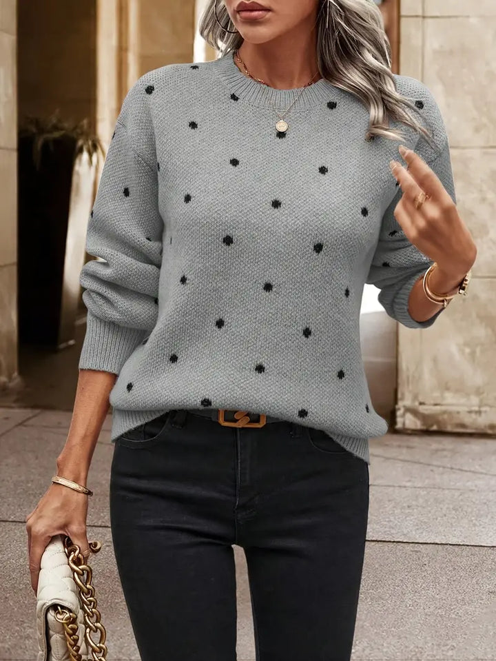 Elegante polkadot trui voor dames, casual chic en comfortabel, met lange mouwen.