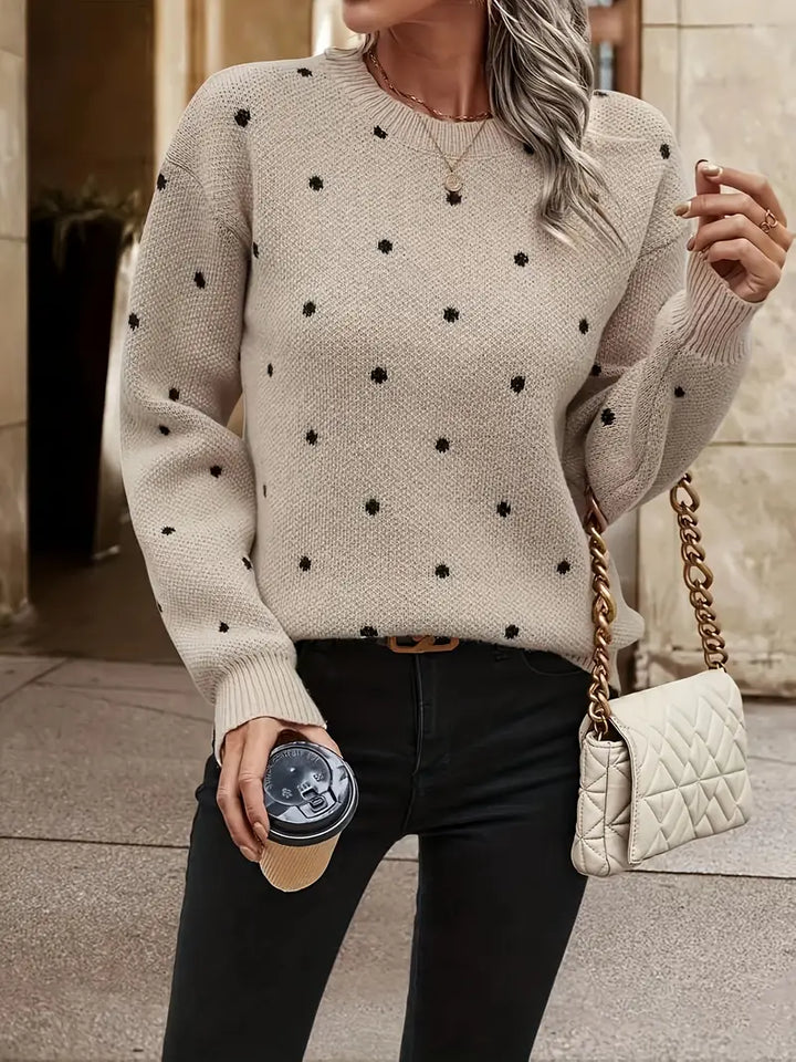 Warme dames trui met polkadots, zacht en stijlvol, perfect voor koude dagen.