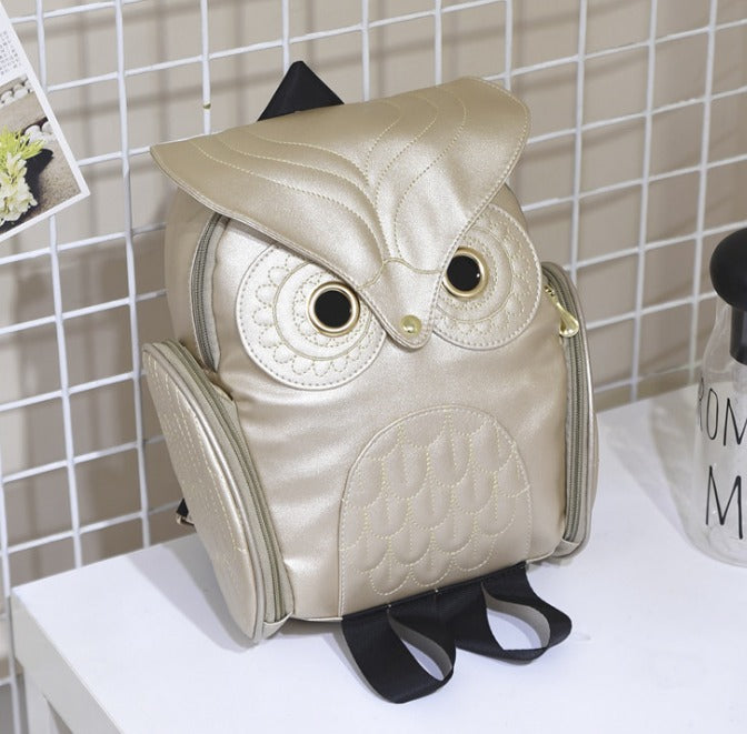Vrolijke PU leren uilenrugzak voor dames, een schattig en functioneel accessoire voor elke dag.