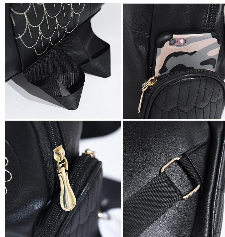 Stijlvolle PU leren damesrugzak met uilenmotief, een trendy accessoire dat past bij elke outfit.