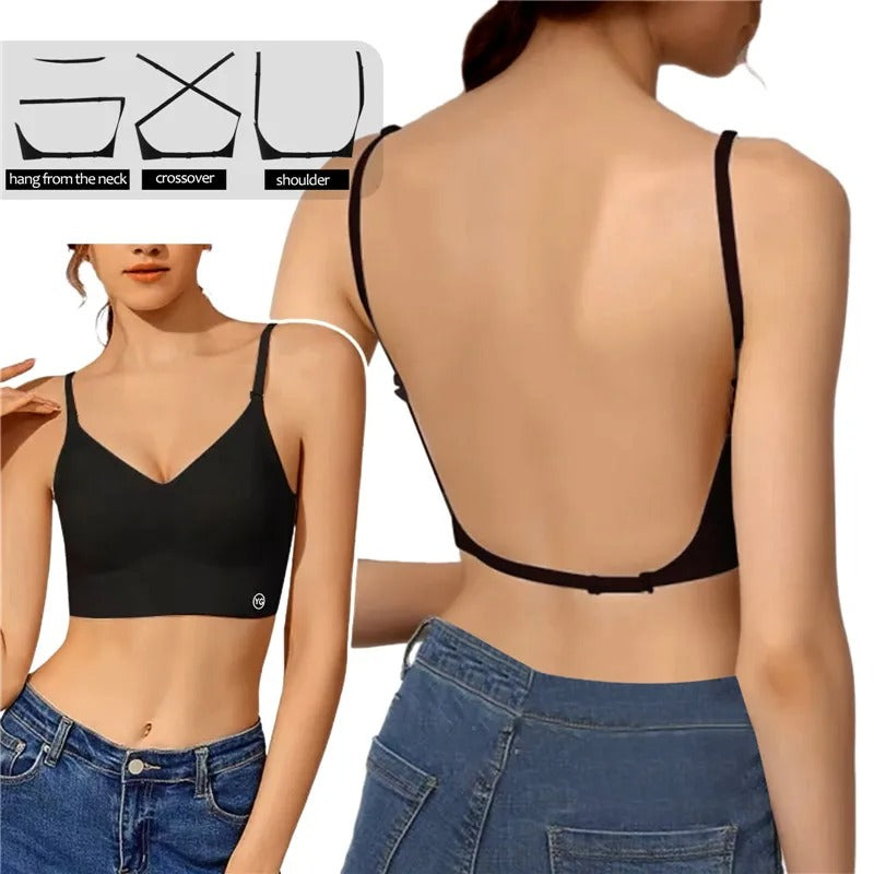 Onzichtbare dames push-up bh, comfortabel ondergoed ideaal voor rugloze jurken en topjes.