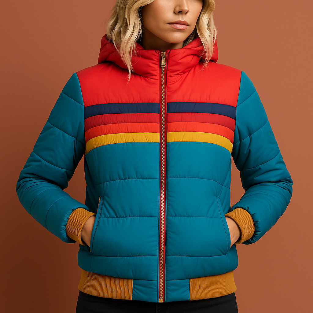 Vintage geïnspireerde dames winterjas met gewatteerd design. Warm, comfortabel en een stijlvolle toevoeging aan je winterkleding.
