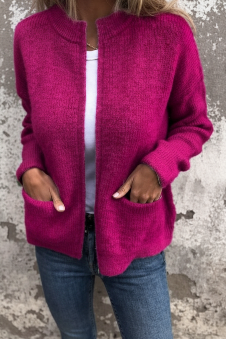 Zacht dames cardigan met rits, perfect voor zowel ontspanning als een elegante uitstraling.