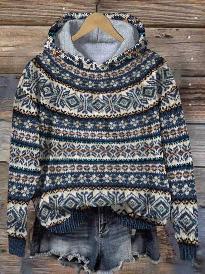 Dames Scandinavische gebreide trui met hoge kraag. Warme, comfortabele wintertrui voor een stijlvolle casual look.