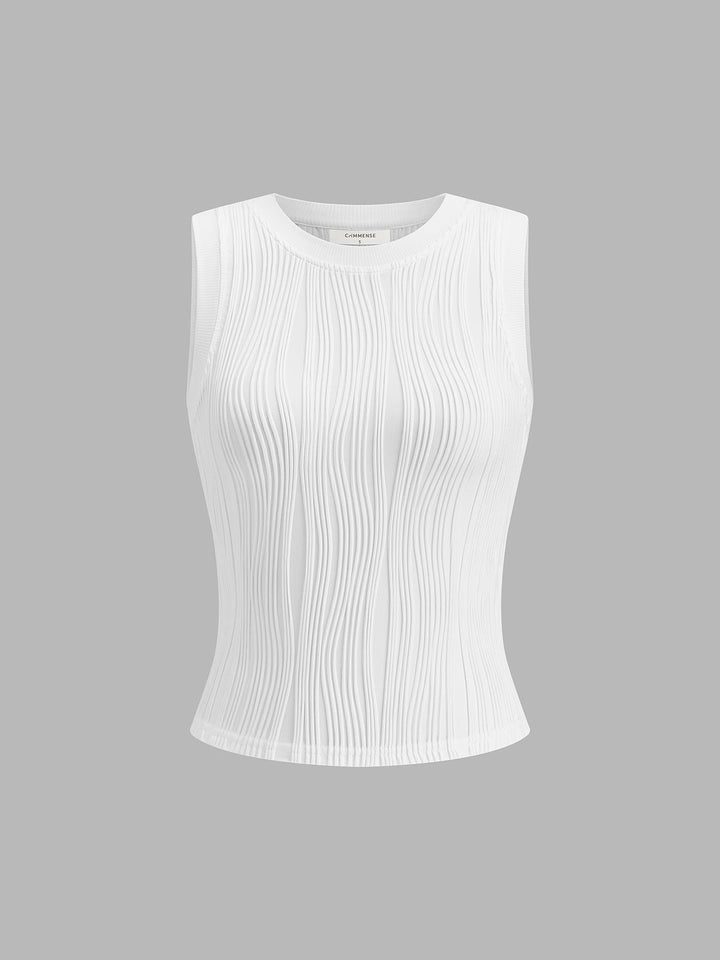 Comfortabele stretch dames tank top. Slim fit met golvende textuur, essentieel voor zomerse outfits.