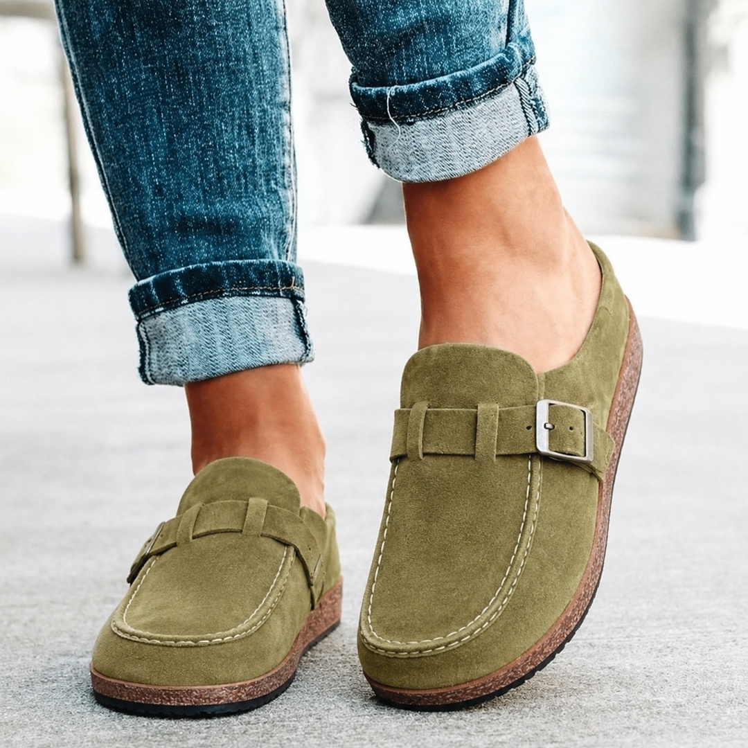 Veelzijdige dames instappers, casual en elegant, met verstelbare gesp voor maximaal comfort.