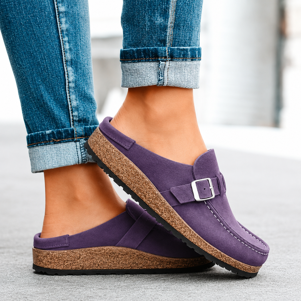 Comfortabele dames instappers met verstelbare gesp, ideaal voor dagelijks comfort.