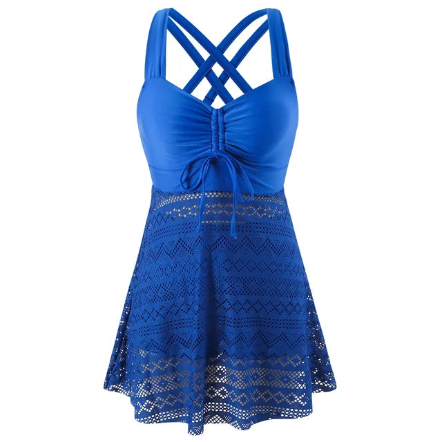 Ademende dames tankini met comfortabele bandjes, essentieel voor je strand- of zwembadavonturen.