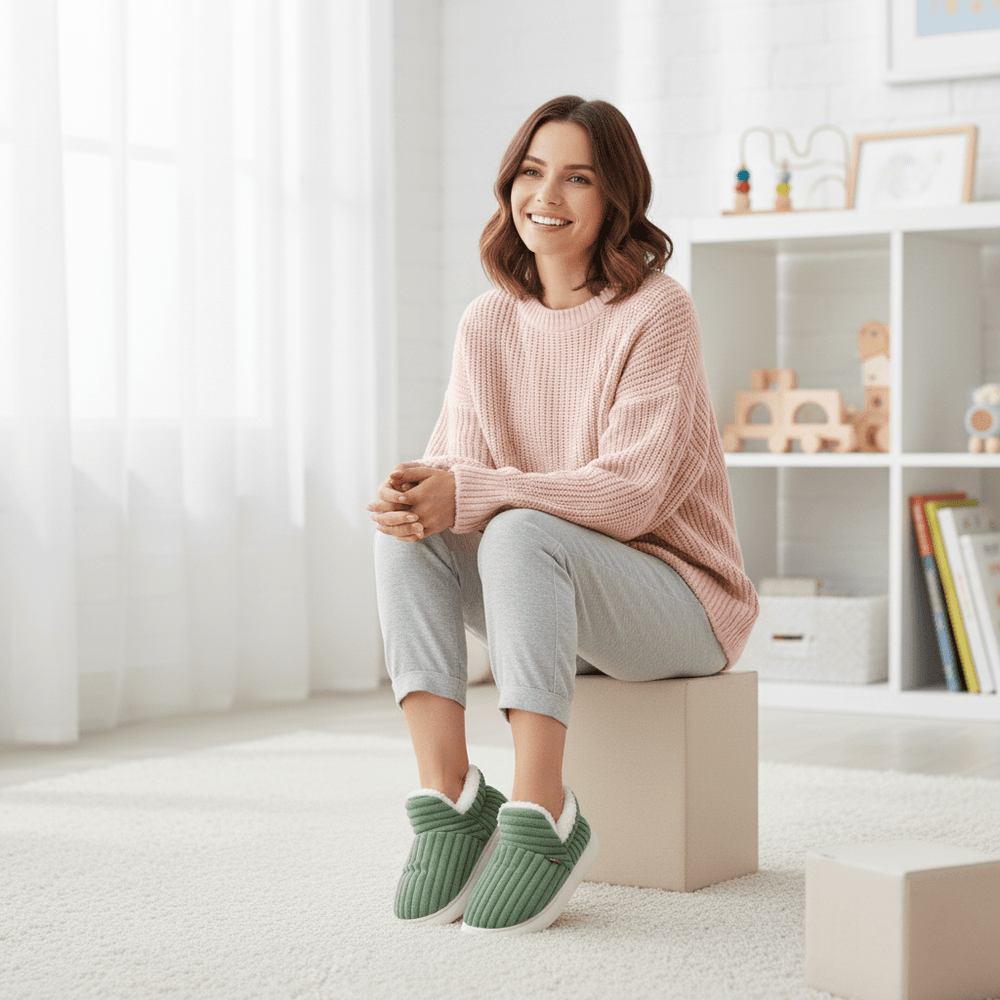 Warme dames pantoffels met thermische voering, ideaal voor comfortabele avonden. Huiselijk loungewear.