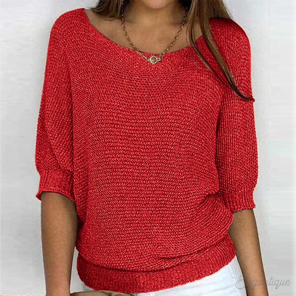 Comfortabele dames trui met ronde hals, ideaal voor een warme en stijlvolle winterlook.