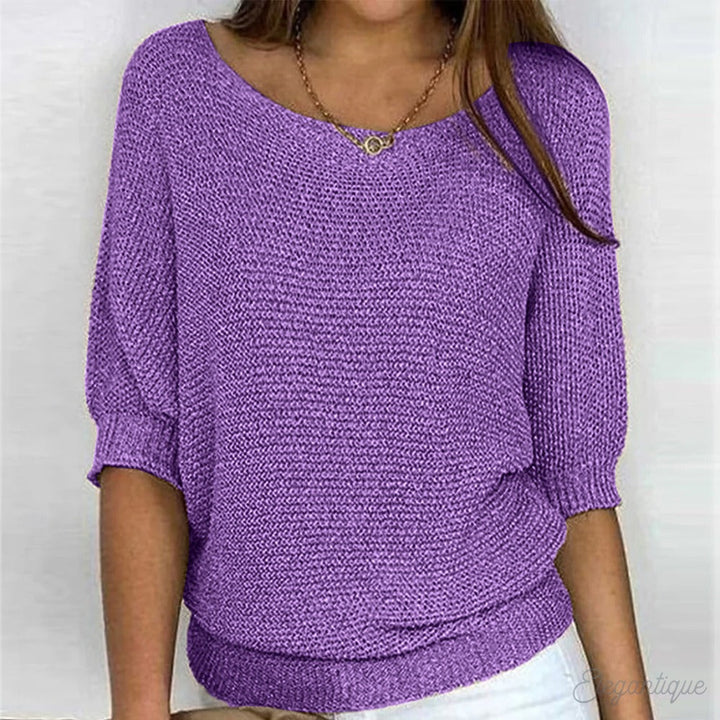 Trendy herfst/winter dames trui met ronde hals, voor een comfortabele en modieuze look.