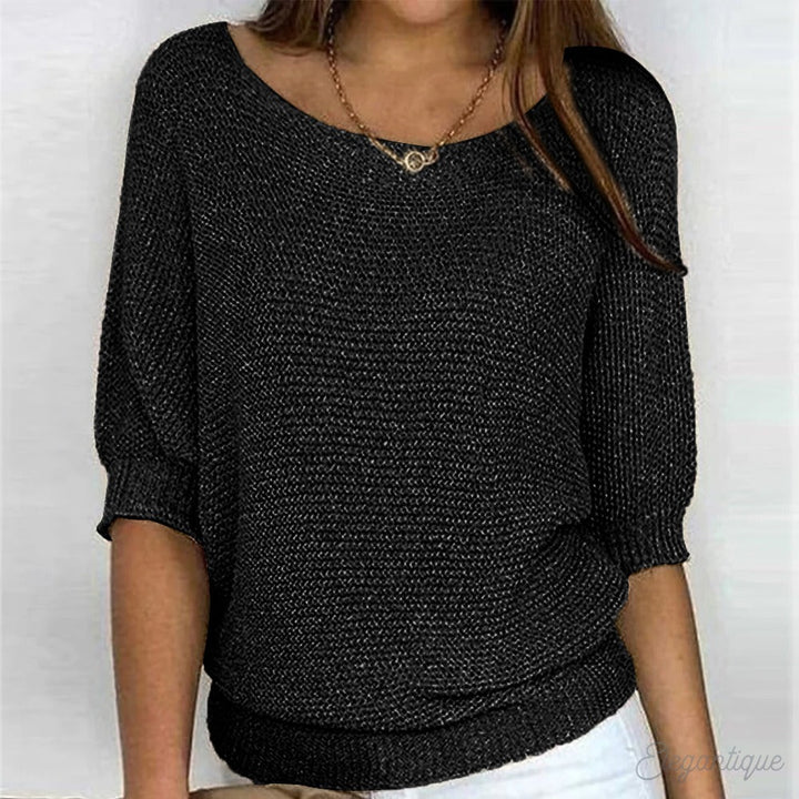 Stijlvolle dames trui met ronde hals, ideaal voor casual chic outfits of warme winterdagen.