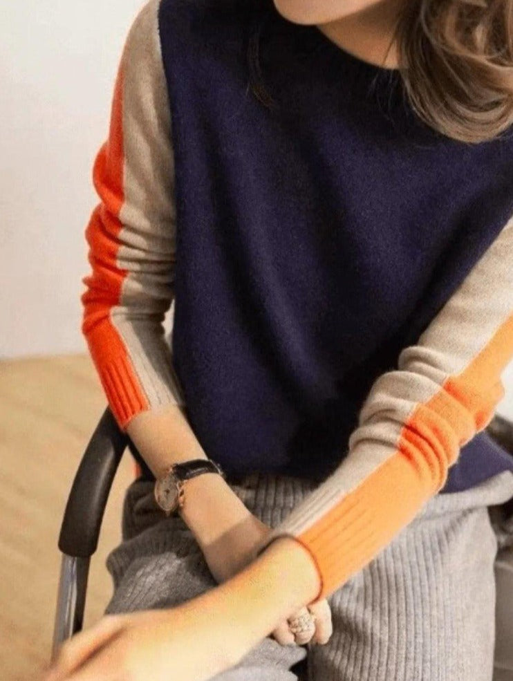 Casual dames sweater met grafisch kleurblokpatroon, comfortabel en stijlvol voor elke dag.