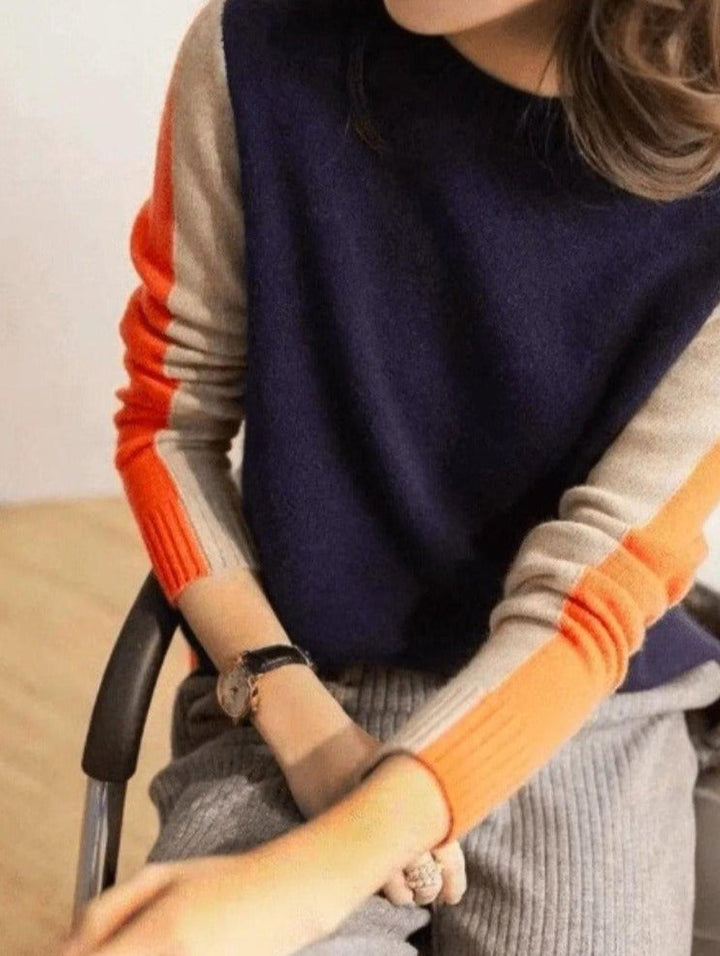 Casual dames sweater met grafisch kleurblokpatroon, comfortabel en stijlvol voor elke dag.