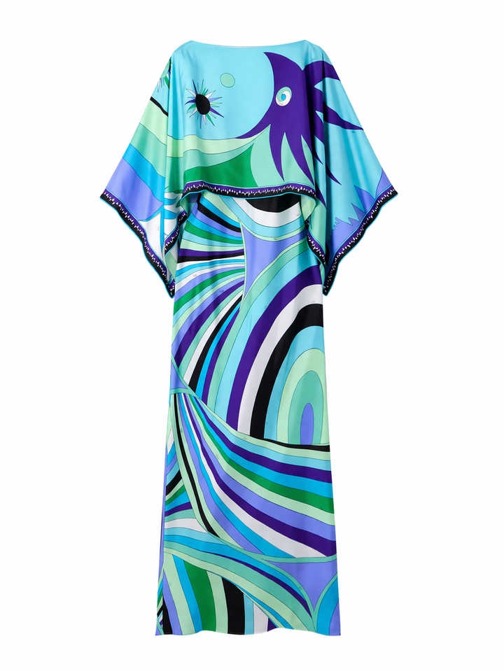 Opvallende damesjurk met geometrisch design. Tweedelig en elegant, een veelzijdige keuze voor zowel zomer als feest.