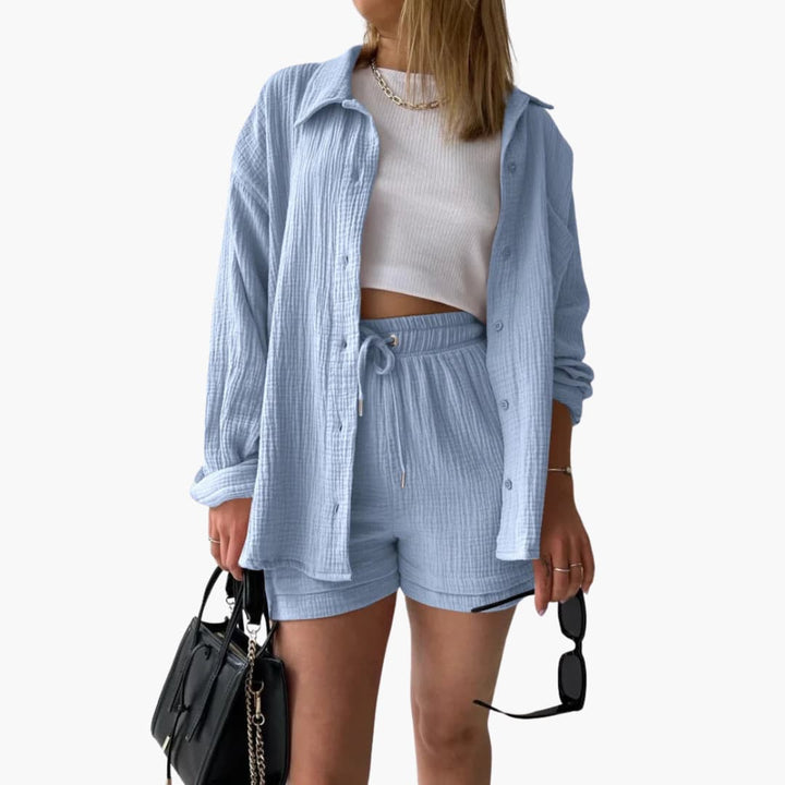 Comfortabele casual tweedelige dames set voor zomerse dagen, moderne vrouwenkleding.