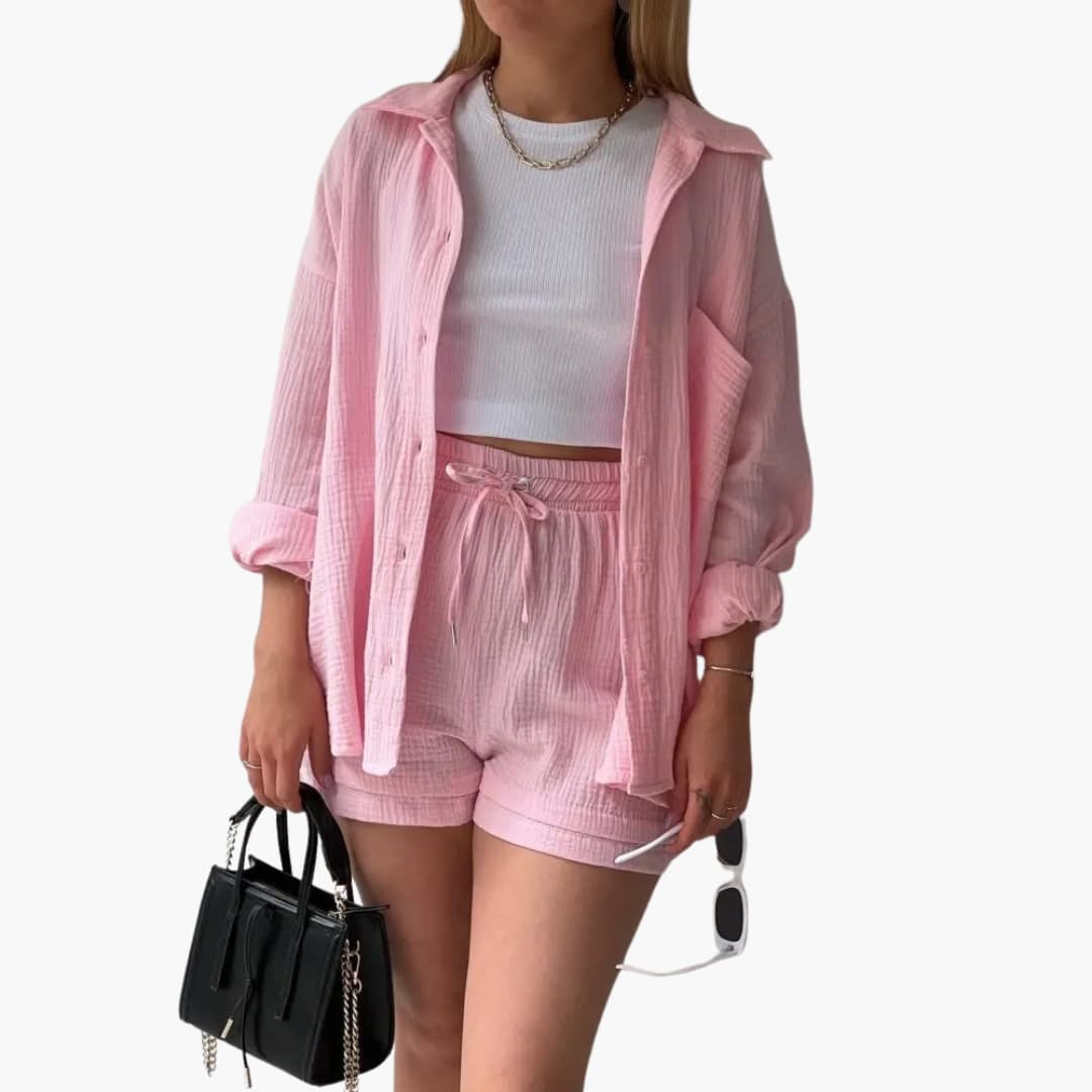Chique casual tweedelige dames set, perfecte moderne zomerkleding voor elke dag.