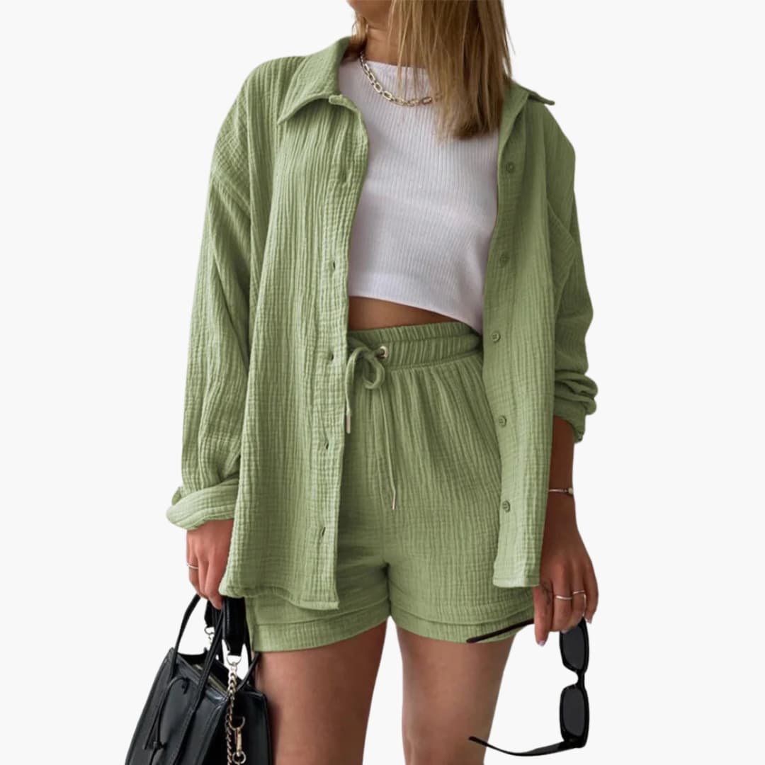 Ultieme comfort en stijl in deze tweedelige dames zomerkleding set, moderne vrouwenmode.