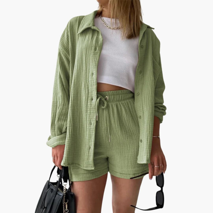Ultieme comfort en stijl in deze tweedelige dames zomerkleding set, moderne vrouwenmode.