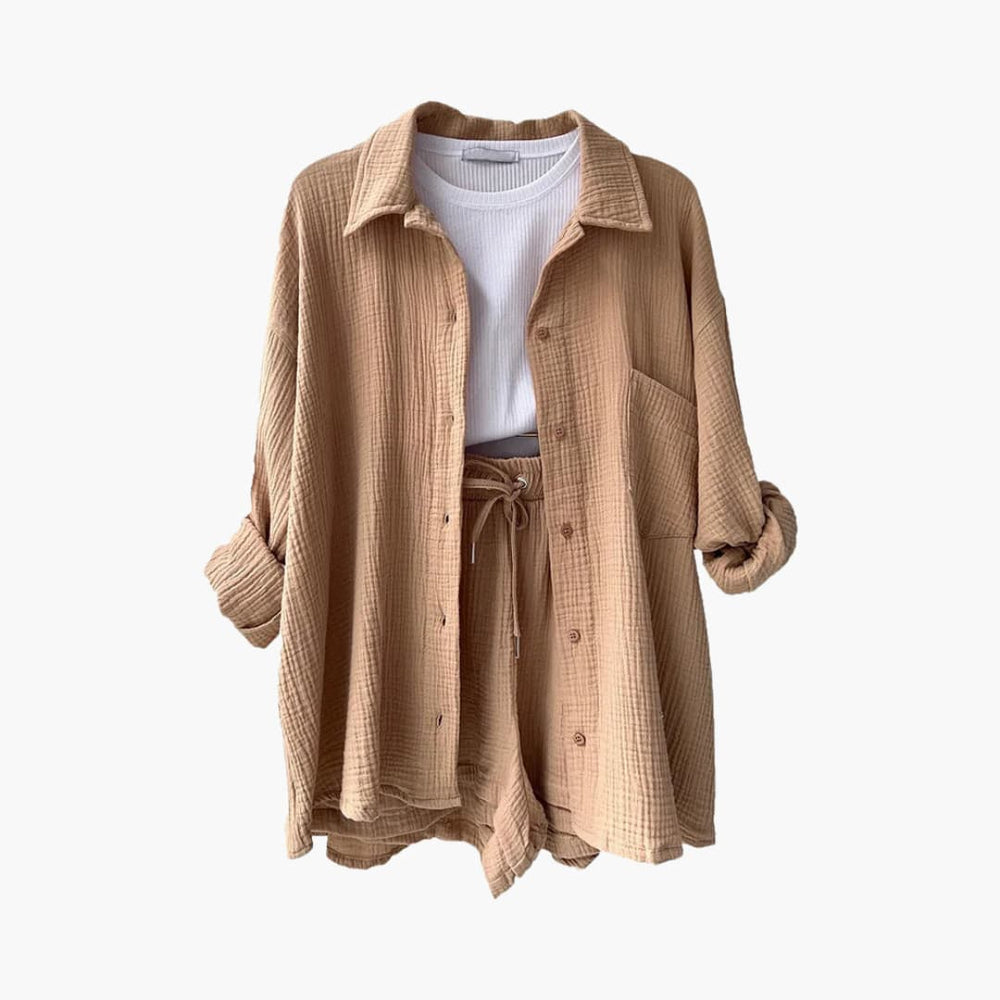 Comfortabele tweedelige dames zomerset, perfecte vrouwenkleding voor ontspanning en stijl.