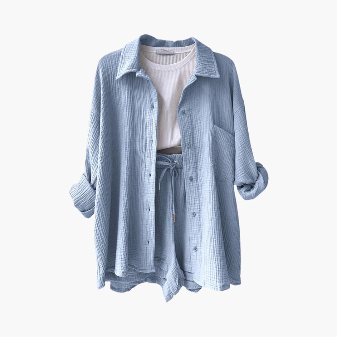 Trendy dames tweedelige zomerset, comfortabele en chique moderne mode voor vrouwen.