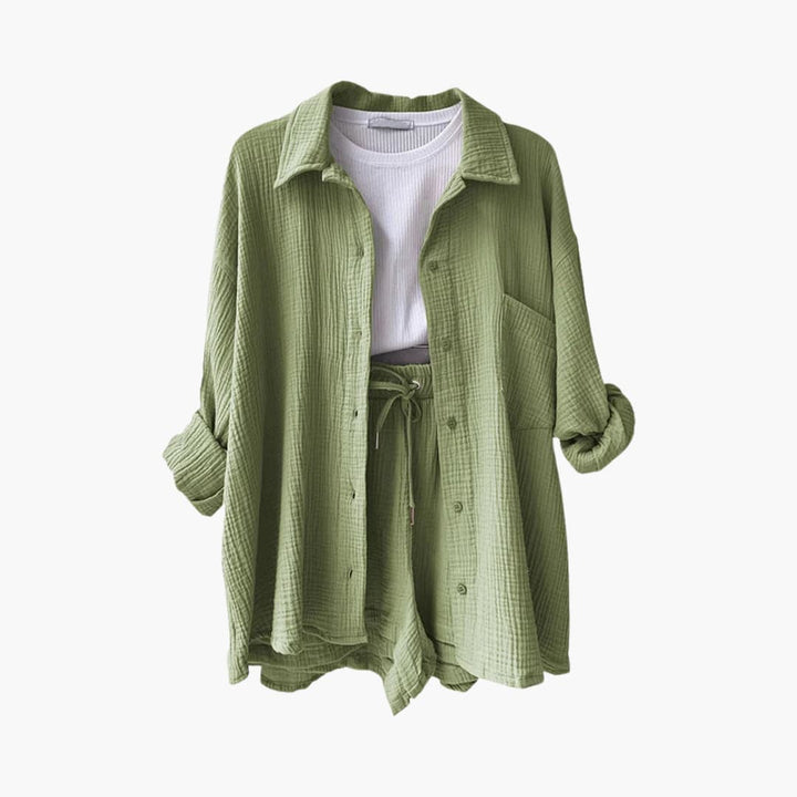 Stijlvolle tweedelige dames set, essentiële zomerkleding voor een chique en moderne uitstraling.