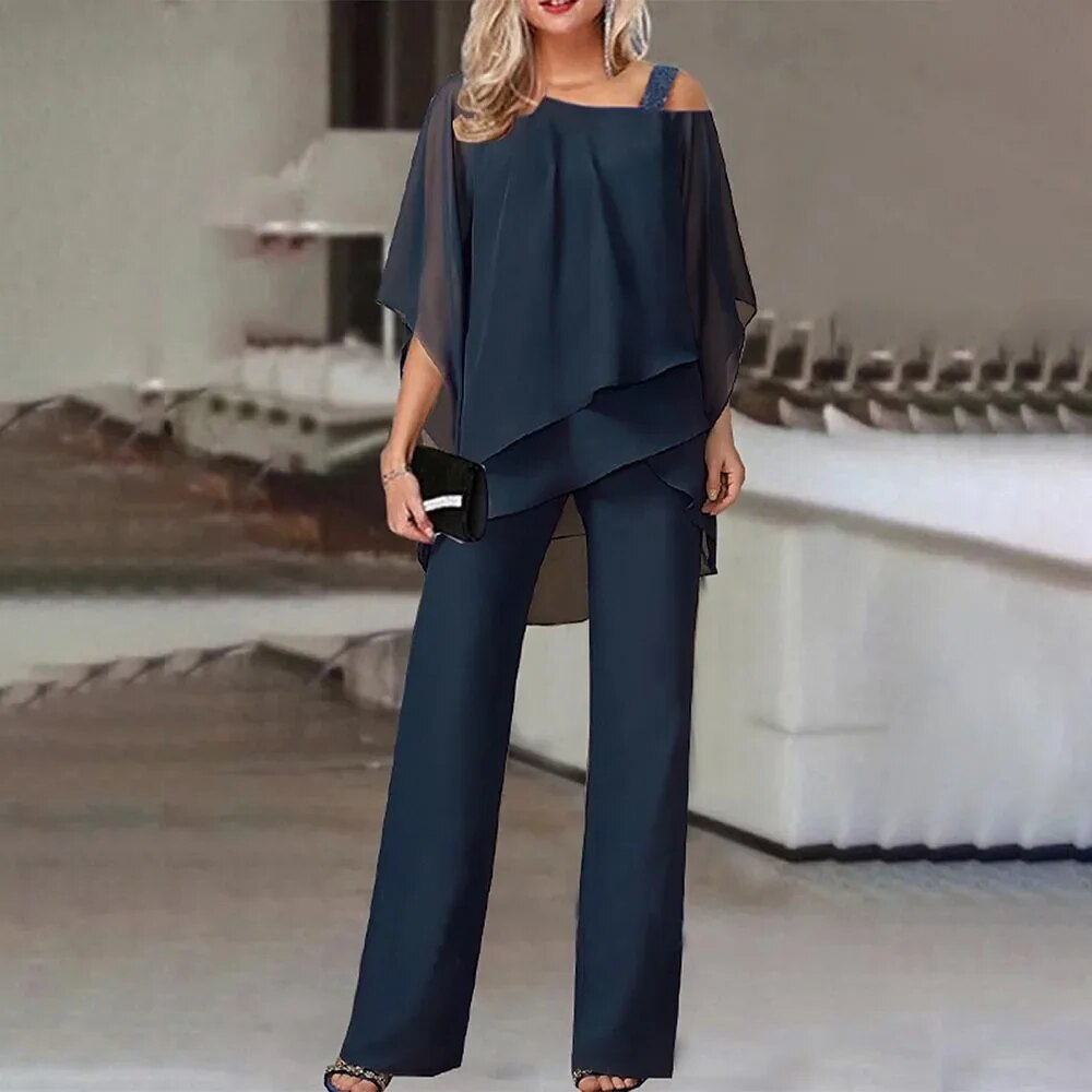Chique dames tweedelige set: korte top & luchtige broek. Ideaal als strandoutfit of casual zomerse look.