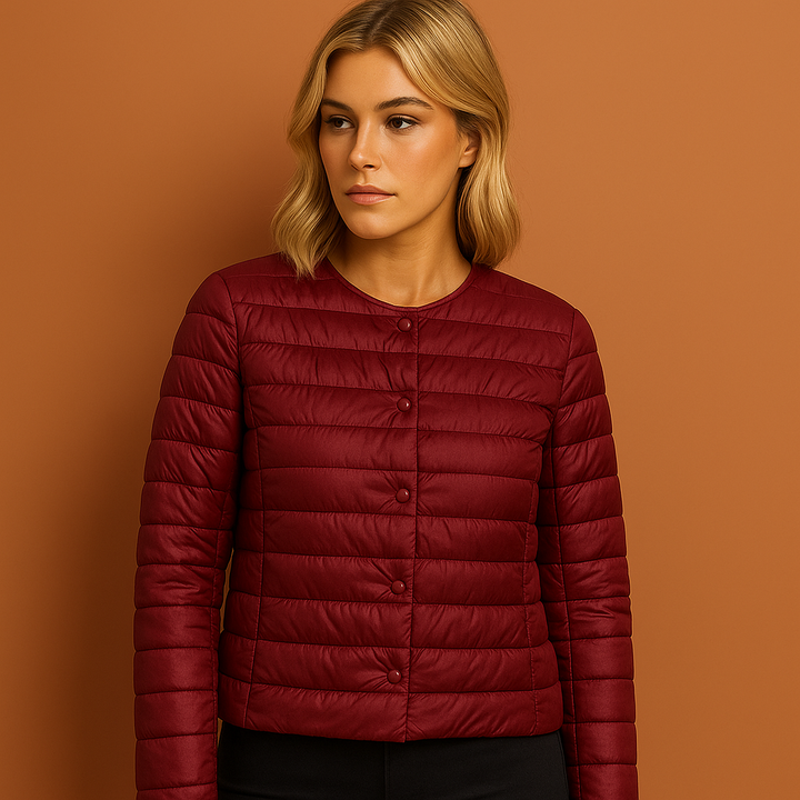 Ultradunne, warme dames donsjas, lichtgewicht en comfortabel, de ideale tussenjas voor lente en herfst.