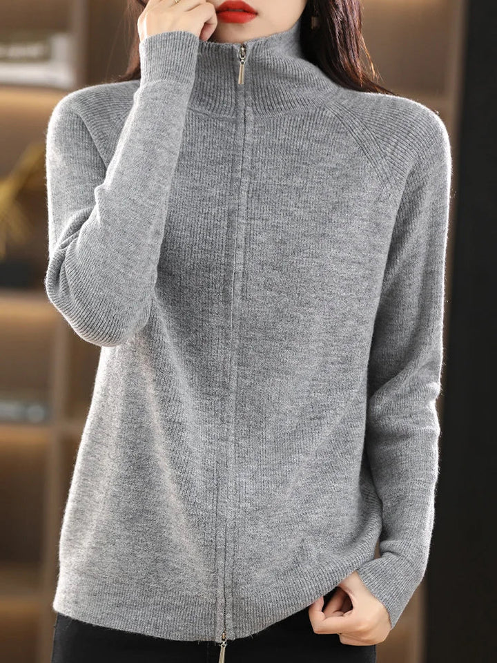 Dames vest met dubbele rits voor een comfortabele pasvorm, perfect voor herfst en winter.