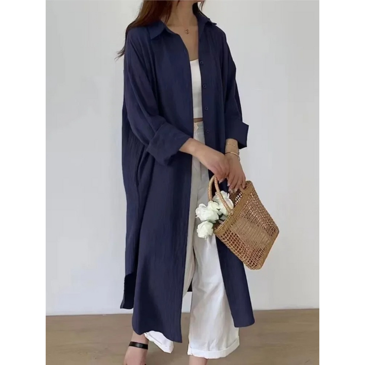 Must-have dames midi jurk: vintage blousejurk, comfortabel en elegant, perfect voor elke lente/zomer gelegenheid.