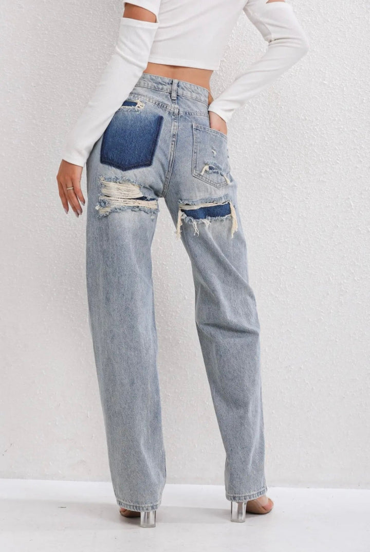 Dames comfort jeans: vintage ripped jeans met relaxte pasvorm, ideaal voor dagelijks casual dragen.
