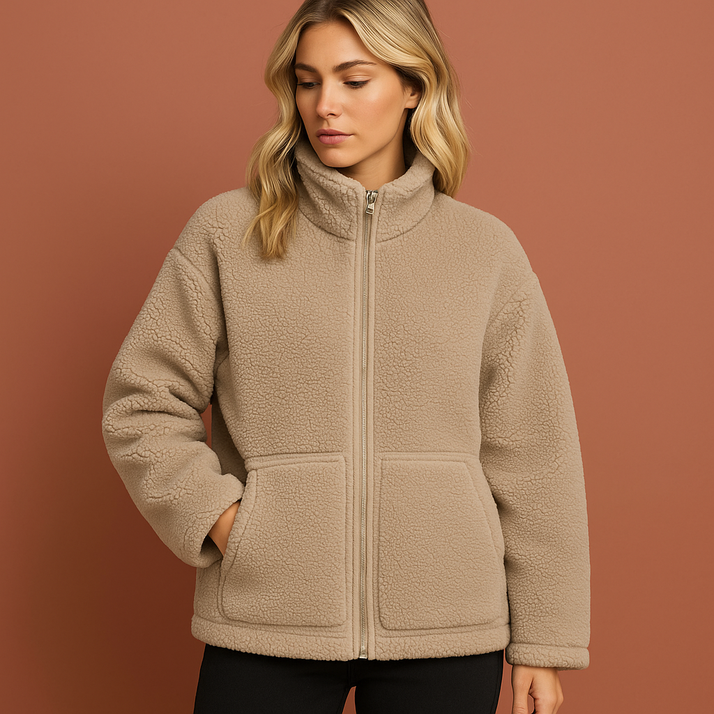 Zachte dames teddyjas, elegant en chic. Perfecte modekeuze voor een stijlvolle en comfortabele herfst/winterlook.